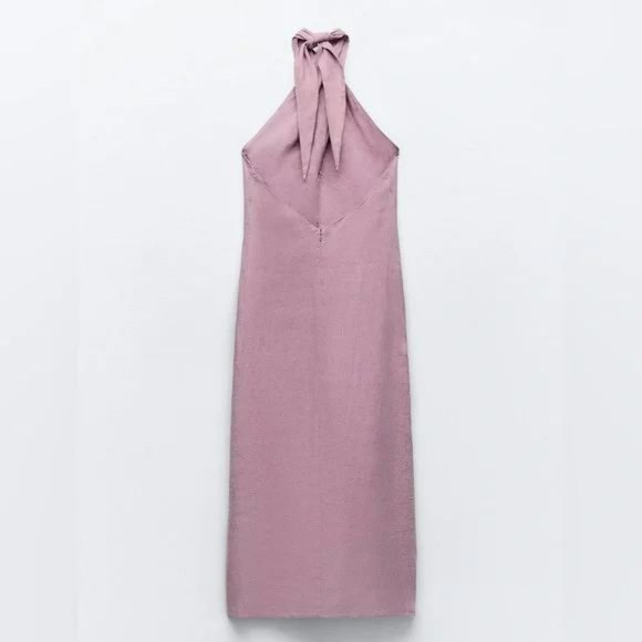 ZARA LINEN HALTER DRESS NWT - Picture 8 of 10